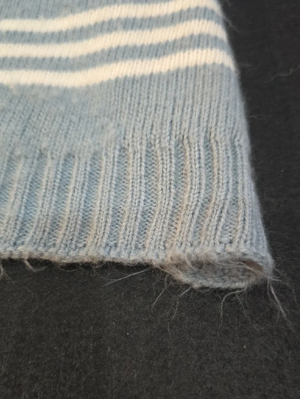 Grayish Blue & White Striped Dog Sweater with Bone Accent #689